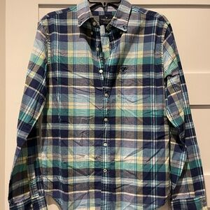 Men's Plaid Shirt - Blue and Green
